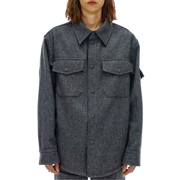 Helmut Lang Flannel Shirt in Grey Melange, NWT, Size M - Picture 5 of 5